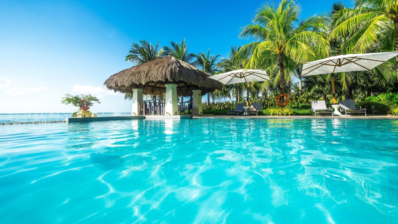 palms, crimson resort and spa, beach resort and spa, 5K, summertime, landscape, swimming pool, holiday, seaside, palm, relax, pool, vacation, nikon