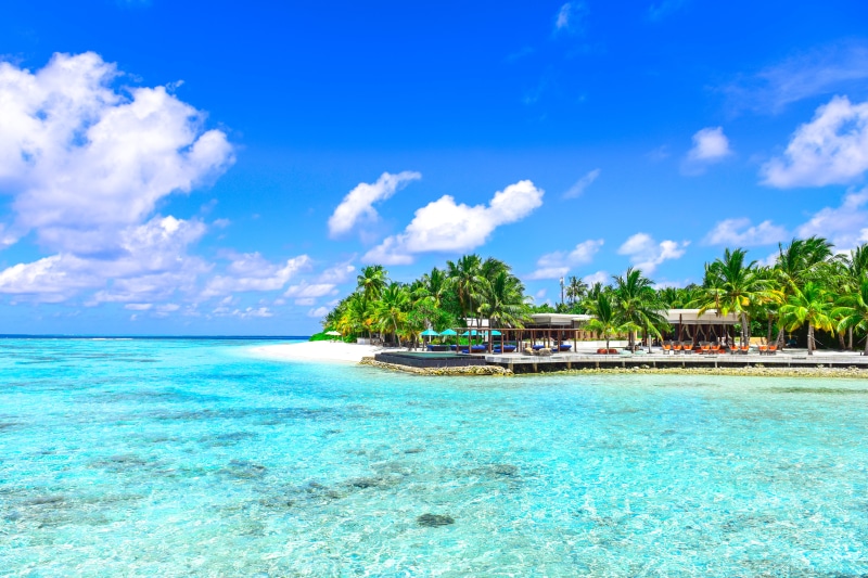 water, resort, shore, horizon over water, beauty in nature, outdoors, environment, tree, daytime, oceanside, sea, day, trees, coast, tropical, turquoise colored