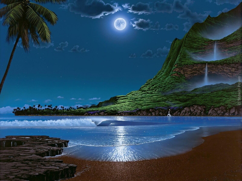 scenics - nature, 720P, tourist Resort, famous Place, plant, scenics, sea, seascape, relaxation, moonlit night, sand, coastline, palm Tree, island, water