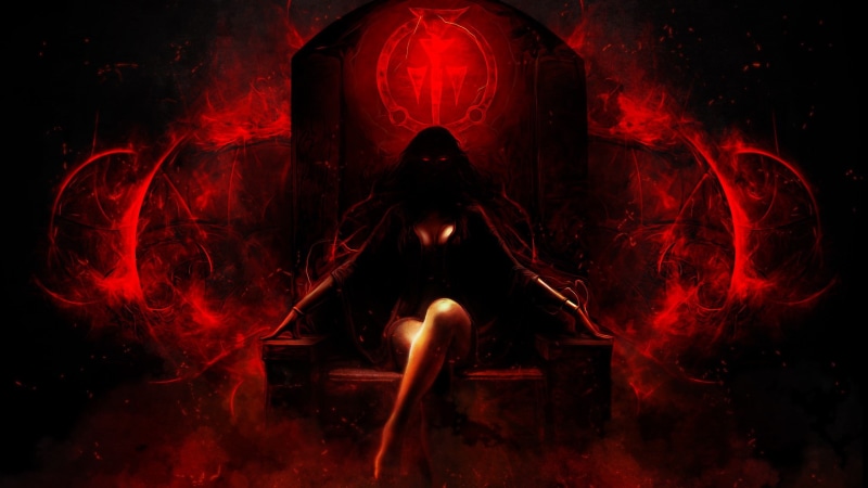 1080P, Woman, Prince Of Persia: Warrior Within, Long Hair, Barefoot, Kaileena (Prince of Persia), Red Eyes, Prince Of Persia, Sitting, Glowing Eyes, Throne