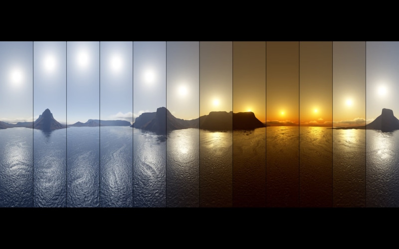 body, architecture, water, digital composite, mountain, reflection, night, scenics - nature, sunset, Sun, time, vector, computer Graphic, sea, nature, panel