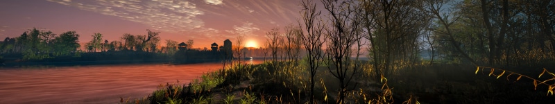 tress, plant, sun, tranquility, Nvidia Ansel, scenics - nature, panoramic, tranquil scene, beauty in nature, outdoors, water, green, nature, The Witcher 3: Wild Hunt