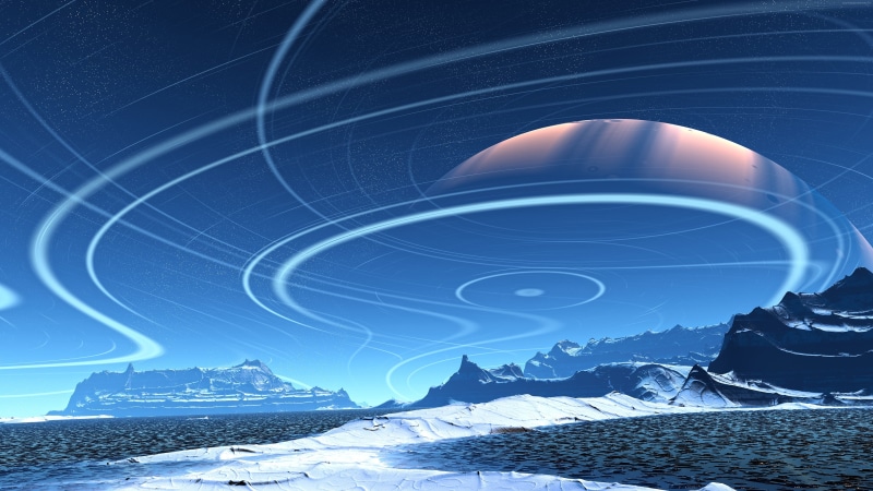 cold temperature, surreal, illustration, long exposure, blue, space, white, water, snow, scenics - nature, digital art, planet, astronomy, motion, light - natural phenomenon