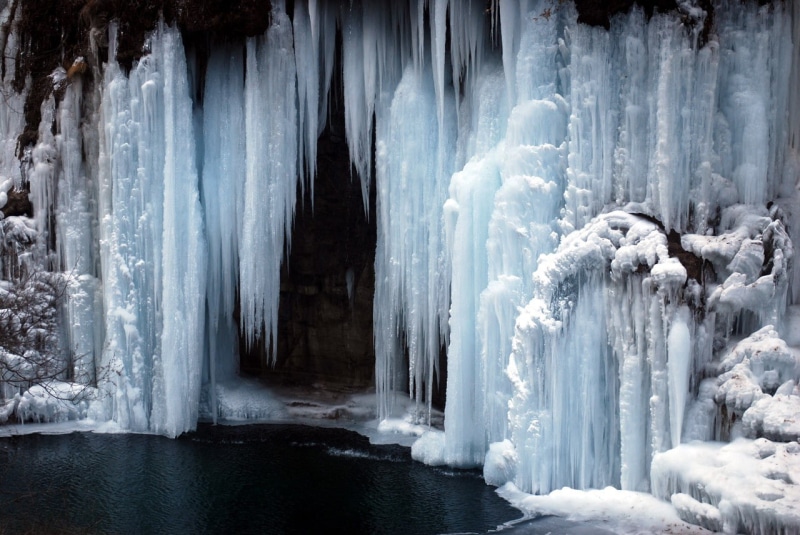 nature, 720P, waterfall, frozen lake, frozen river, lake, river, cold, ice
