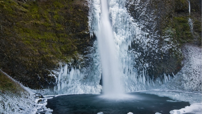1080P, lake, frozen lake, waterfall
