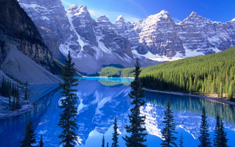 tranquility, mountain, 1080P, reflection, tree, scenics - nature, water, tranquil scene, nature, mountain range, cold temperature, snowcapped mountain