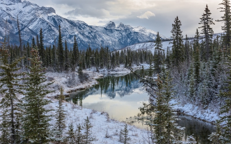 Rockies, Jasper, Alberta, Winter, River, Park, National, 1080P, Canadian, Trees, Canada