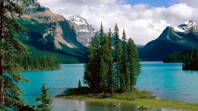 Alberta, hd, art, maligne, 1080P, spirit, lake, Canada, jasper, x, national, lakes, nature, park