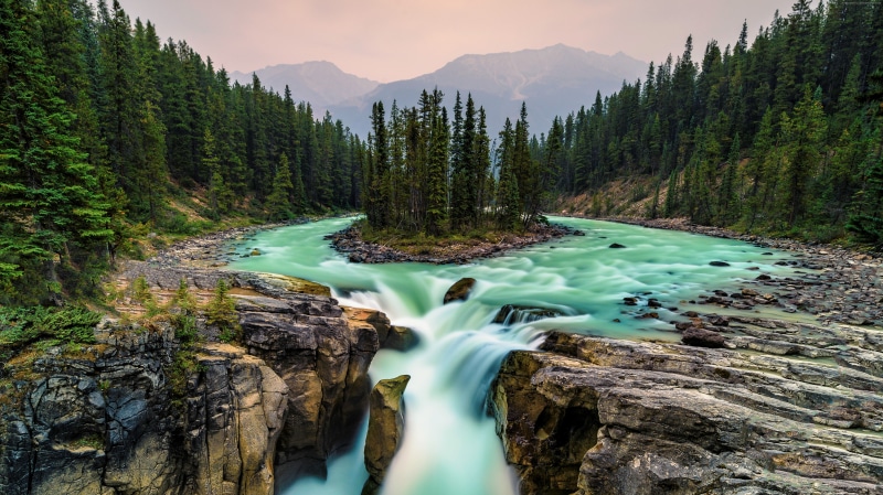 Jasper National Park, Canada, waterfall, 4K, 5K
