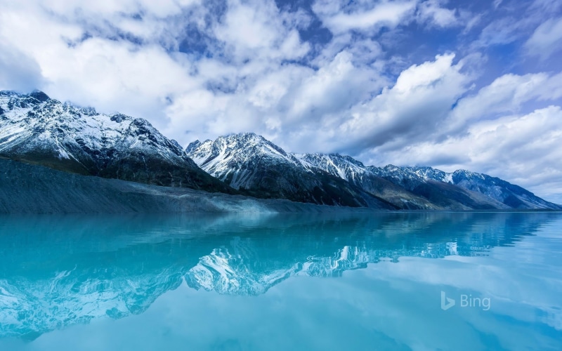 bing, cloud - sky, mountain, tasman, turquoise colored, snow, new, winter, day, reflection, water, non-urban scene, mountain range, no people, ice, 1080P