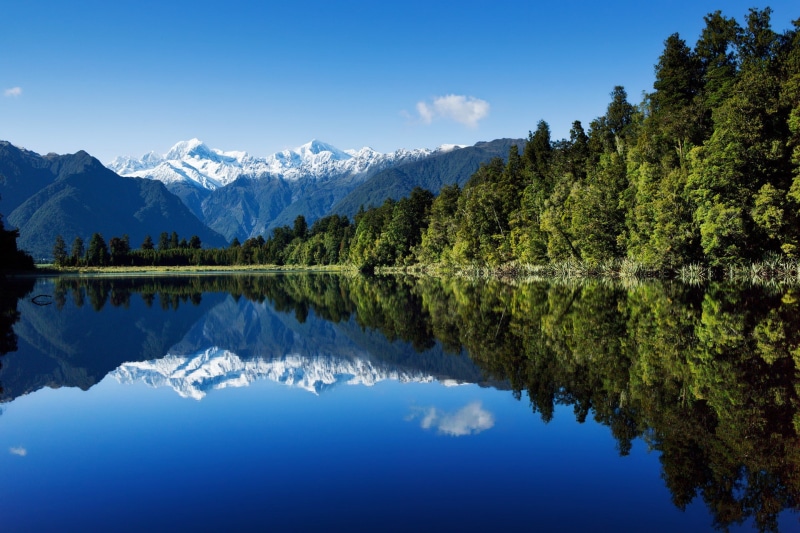 reflection, landscape, water, forest, Lake Matheson, lake, trees, nature, New Zealand, mountains, 1080P