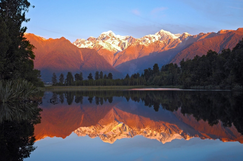 2K, lake, sky, water, idyllic, plant, scenics - nature, new zealand, symmetry, tranquil scene, outdoors, reflection, mountain range, mountains, landscape