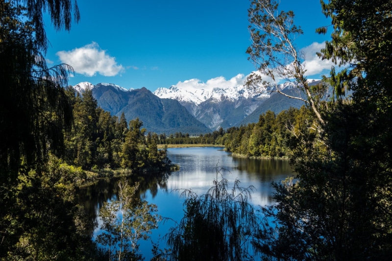 Mountain, South Island (New Zealand), Lakes, Landscape, 1080P, Southern Alps, Lake, Aoraki/Mount cook, Lake Matheson