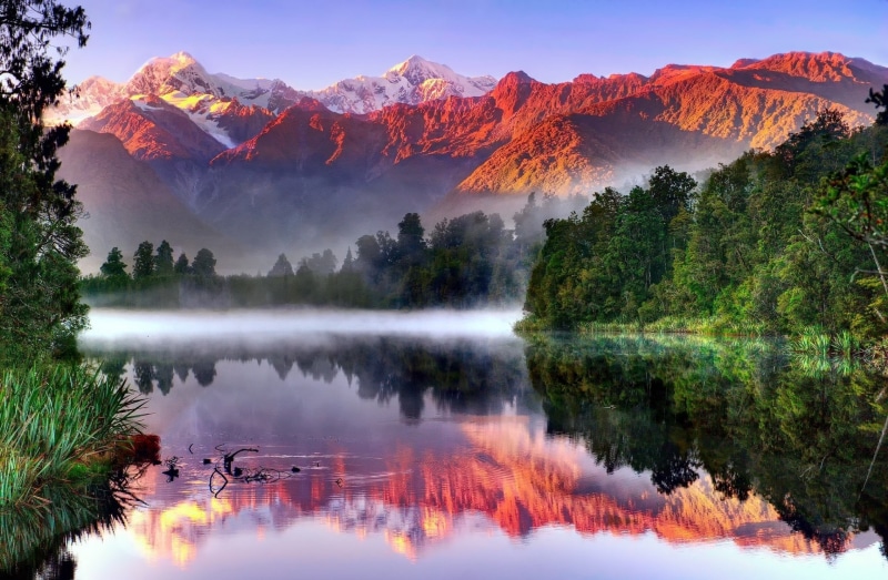 trees, tree, South Island (New Zealand), reflection lake, lake, non-urban scene, 1080P, idyllic, Aoraki/Mount Cook, change, Sunlight, sky, scenics - nature