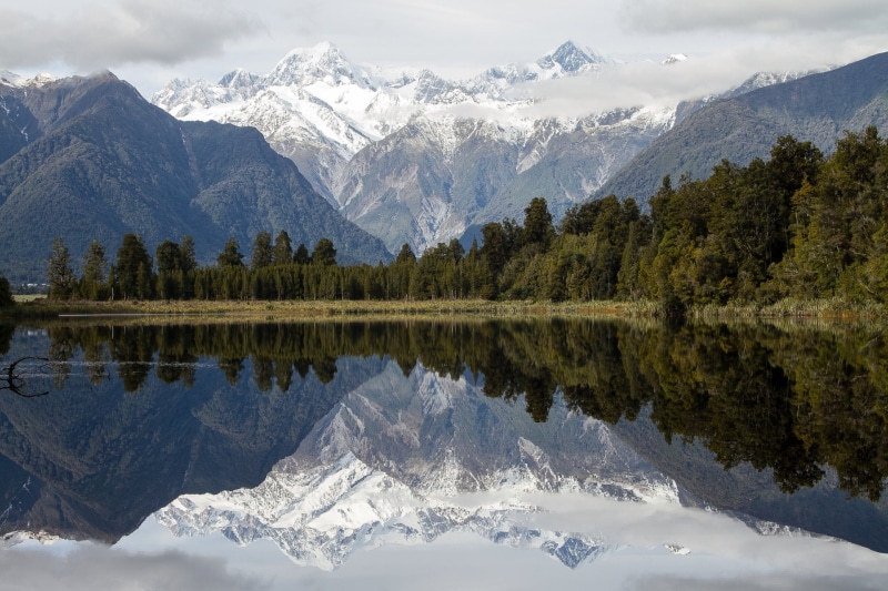 Lake, Mountains, Aotearoa, Southern Alps, 1080P, Mountain, Lake Matheson, New Zealand, Aoraki/Mount Cook, Reflection