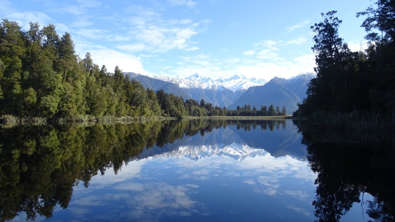 reflection lake, landscape, sky, 5K, outdoors, no people, day, reflection, mountain, non-urban scene, water, waterfront, growth, tranquil scene, nature