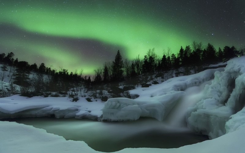 sky, nature, no people, house, black, water, white, snow, tranquil scene, 1080P, aurora  borealis, idyllic, star - space, painting, astronomy, aurora polaris