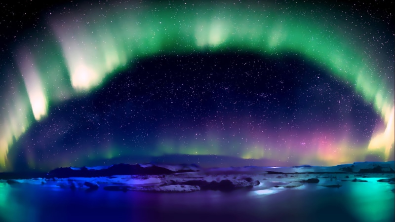 Aurora, 1080P, aurora  borealis, lake, cold, stars, nature