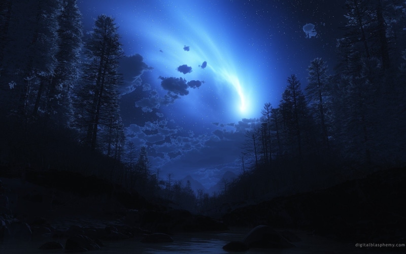 1080P, stars, Digital Blasphemy, Trees, night