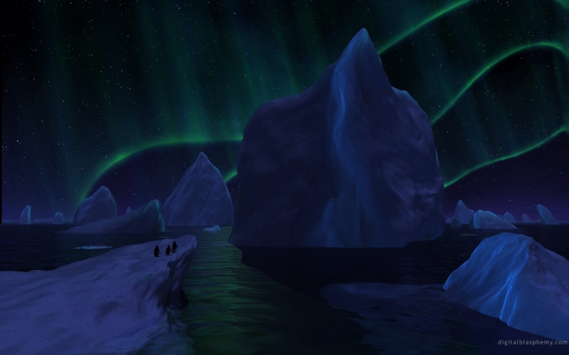 no people, water, star - space, beauty in nature, astronomy, sea, aurorae, men, CGI, tranquility, tranquil scene, nature, snow, Digital Blasphemy, sky