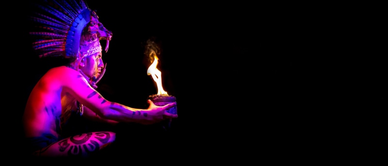 inca, fire, glowing, studio shot, burning, indoors, black background, copy space, illuminated, riviera maya, 5K, nature, ceremony, women, flame, heat - temperature