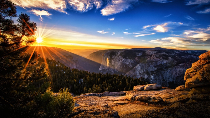 x, national, sunrise, park, yosemite, usa, hd, sky, photo, sunset, clouds, forest, 2K, mountains, wallaper