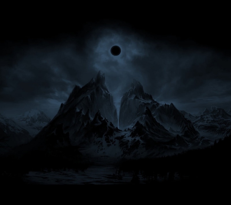 digital, 720P, dark, moon, mountains, full, night, eclipse