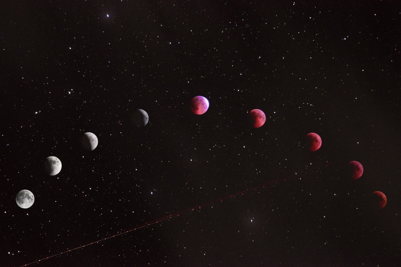 multi colored, moon, red, black background, variation, science, eclipse, planet - space, no people, lunar eclipse, تهران, ماه گرفتگی, sky, phase, star