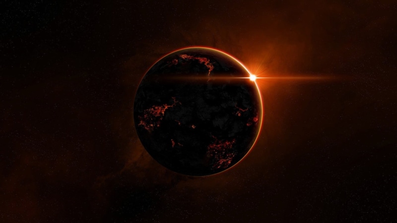 night, black background, no people, space, sky, beauty in nature, planet, sphere, planet - space, geometric shape, astronomy, star - space, red, 1080P