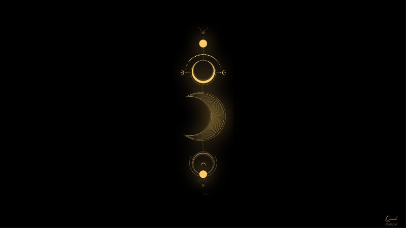 black background, Solar System, 5K, Sun, Earth, geometry, digital art, artwork, sacred geometry, Moon