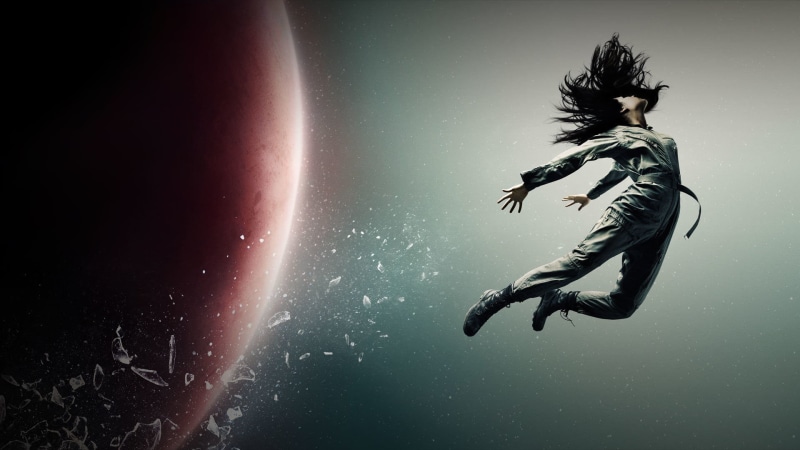 people, Florence Faivre, the expanse, beauty in nature, nature, Julie Mao, pants, jumping, water, TV, underwater, wearing, mid-air, space, outdoors