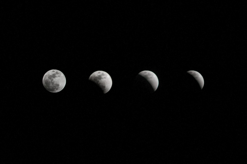 nature, digital, choice, lunar, no people, orbiting, eclipse, crescent, four, astronomy, low angle view, natural phenomenon, planetary moon, dark, full moon