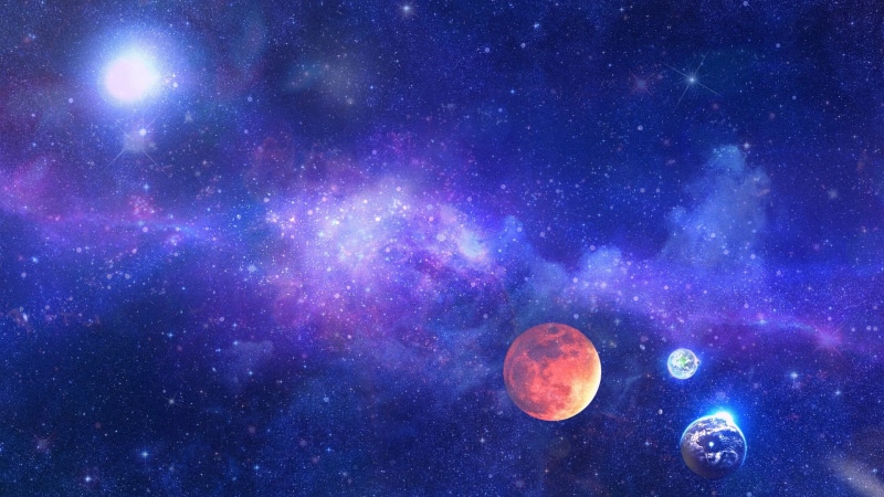 astronomy, beauty in nature, lunar, art, space and astronomy, universe, no people, star - space, sky, night, space, glowing, blue, planet, eclipse, milky way