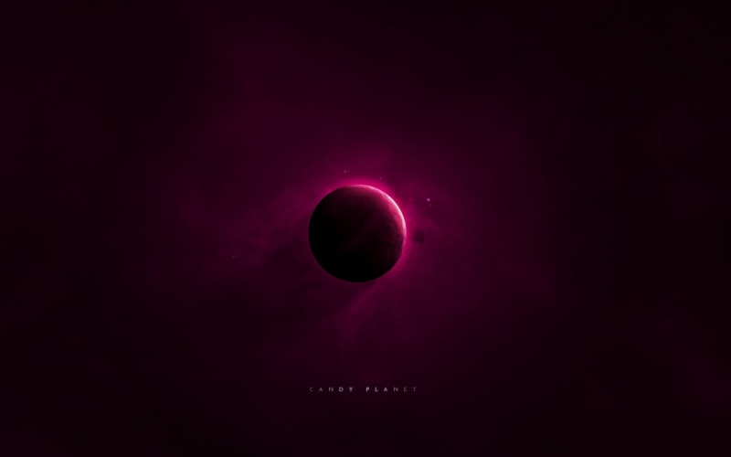 candy planet, digital, pink, geometric shape, red, night, scenics - nature, eclipse, planet, science, dark, space, circle, purple, astronomy