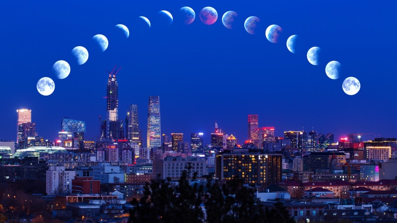 china, metropolis, 4K, night, cityscape, skyscraper, lunar, photography, beijing, moon, city, photograph, sky, eclipse, tower block, lunar eclipse, skyline