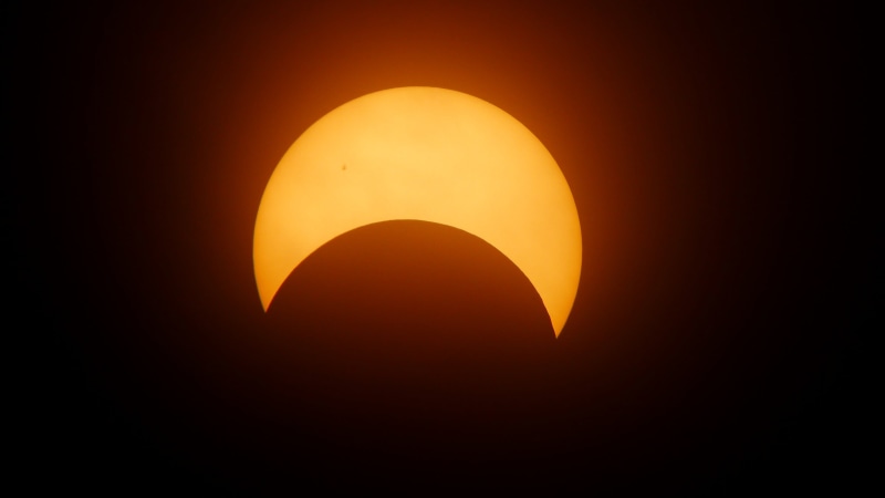 science, sunset, solar eclipse, eclipse, night, orange color, moon, yellow, no people, sun, natural phenomenon, half, beauty in nature, glowing, black color
