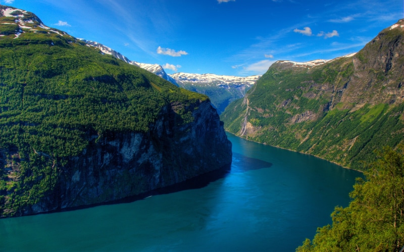 fjord, 2K, Norway, mountains, Geiranger, Geirangerfjord, forest
