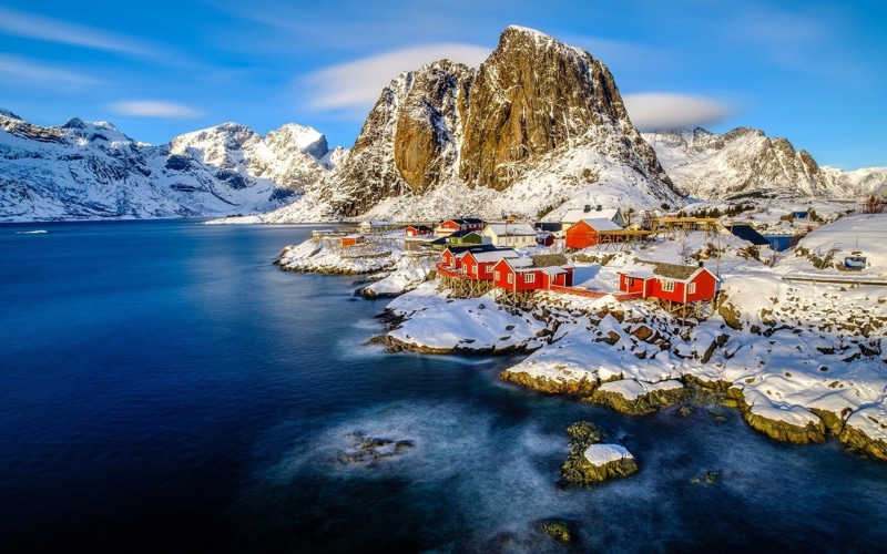 snow, desktop, islands, landscape, backgrounds, winter, cover, lofoten, norway, 1080P