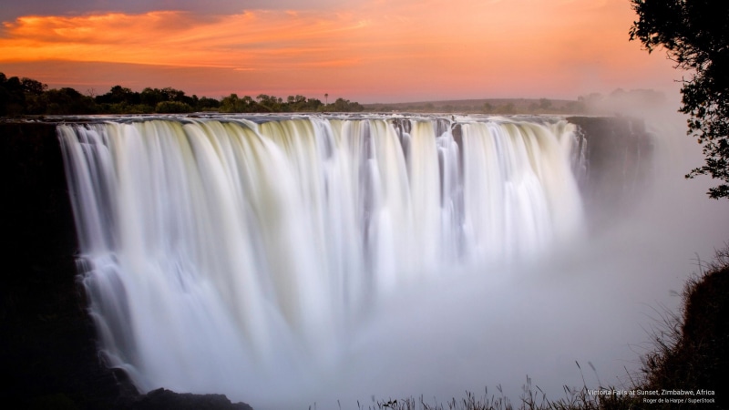 victoria, Waterfalls, sunset, falls, zimbabwe, africa, 2K