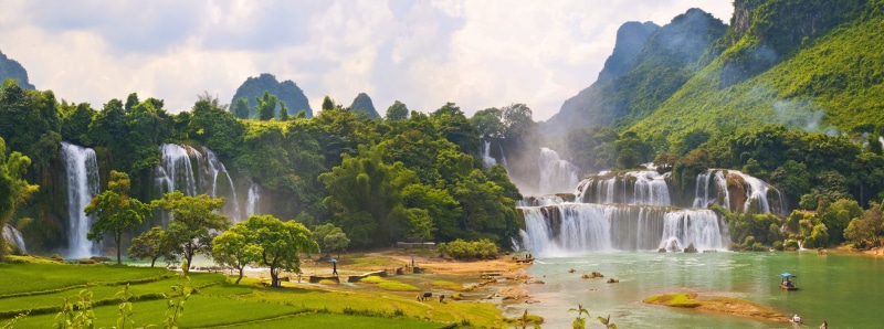 viet, Lao Cai, waterfalls, aeyzazh, nam, waterfall, 4K, gioc, ban, people, Ban Gioc Waterfall, Viet Nam