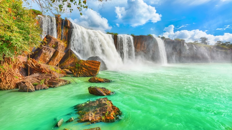 landscape, vietnam, water, waterfall, body of water, 4K, dray nur waterfall, sky, tourist attraction, nature, dray nur