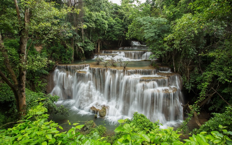 growth, k, waterfall, long exposure, environment, day, flowing water, river, mobile, kwai, foliage, power in nature, 4K, beauty in nature