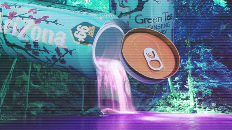 artwork, waterfall, nature, floral shoppe, music, 4K, vaporwave