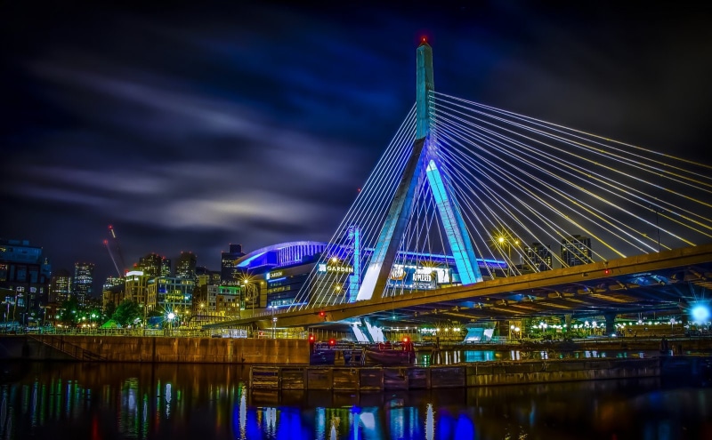 usa, tower, cities, massachusetts, skyline, bay, architecture, atlantique, boswash, 720P, ocean, boston, night, bridges, city