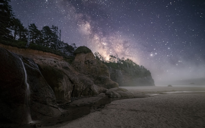 way, galaxy, rock - object, nature, astronomy, trees, sky, environment, sand, star, starry night, mist, rock, space and astronomy, star field, no people