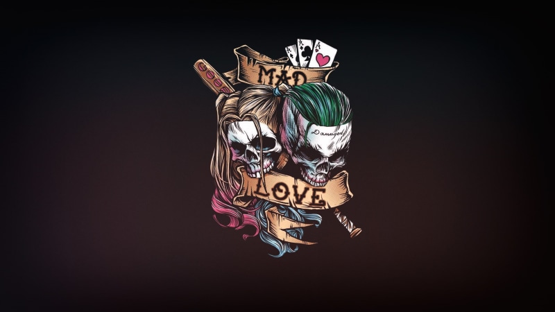 Crazy love, Minimalism, Joker, Mad Love, Harley Quinn, 1080P, DC Comics, Art