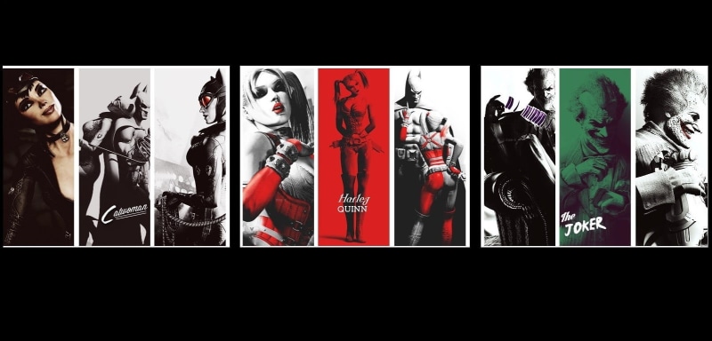 collage, video games, performance, Batman: Arkham City, creativity, retail, clothing, arts culture and entertainment, Batman, people, indoors, female likeness