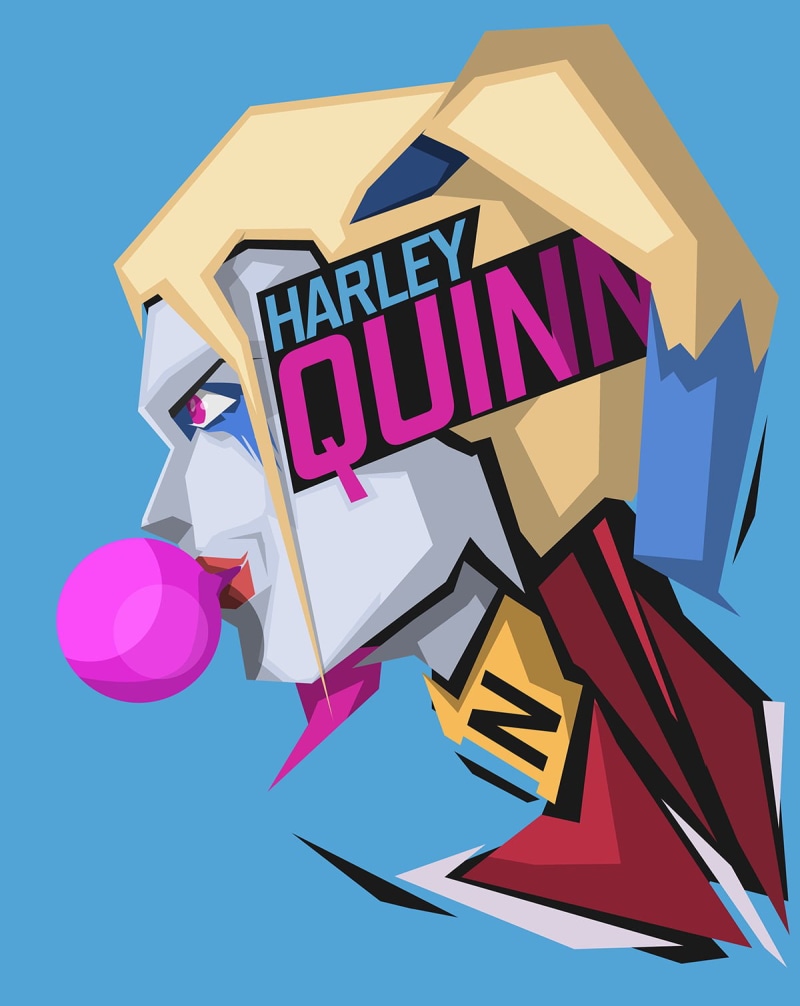 multi colored, colored background, blue, quinn, emotion, business, Harley Quinn, digital, studio shot, indoors, pink color, sign, blue background