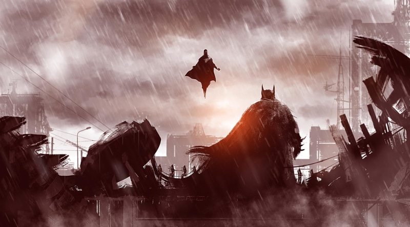 flying, urban Scene, built structure, outdoors, 1080P, city life, panoramic, water, Superman, animal, building exterior, Batman, horror, art and craft
