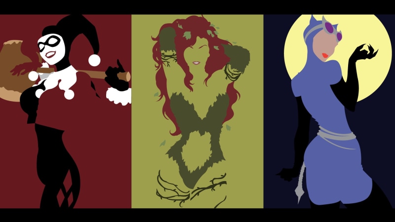1080P, Poison Ivy, Harley Quinn, Catwoman, Batman